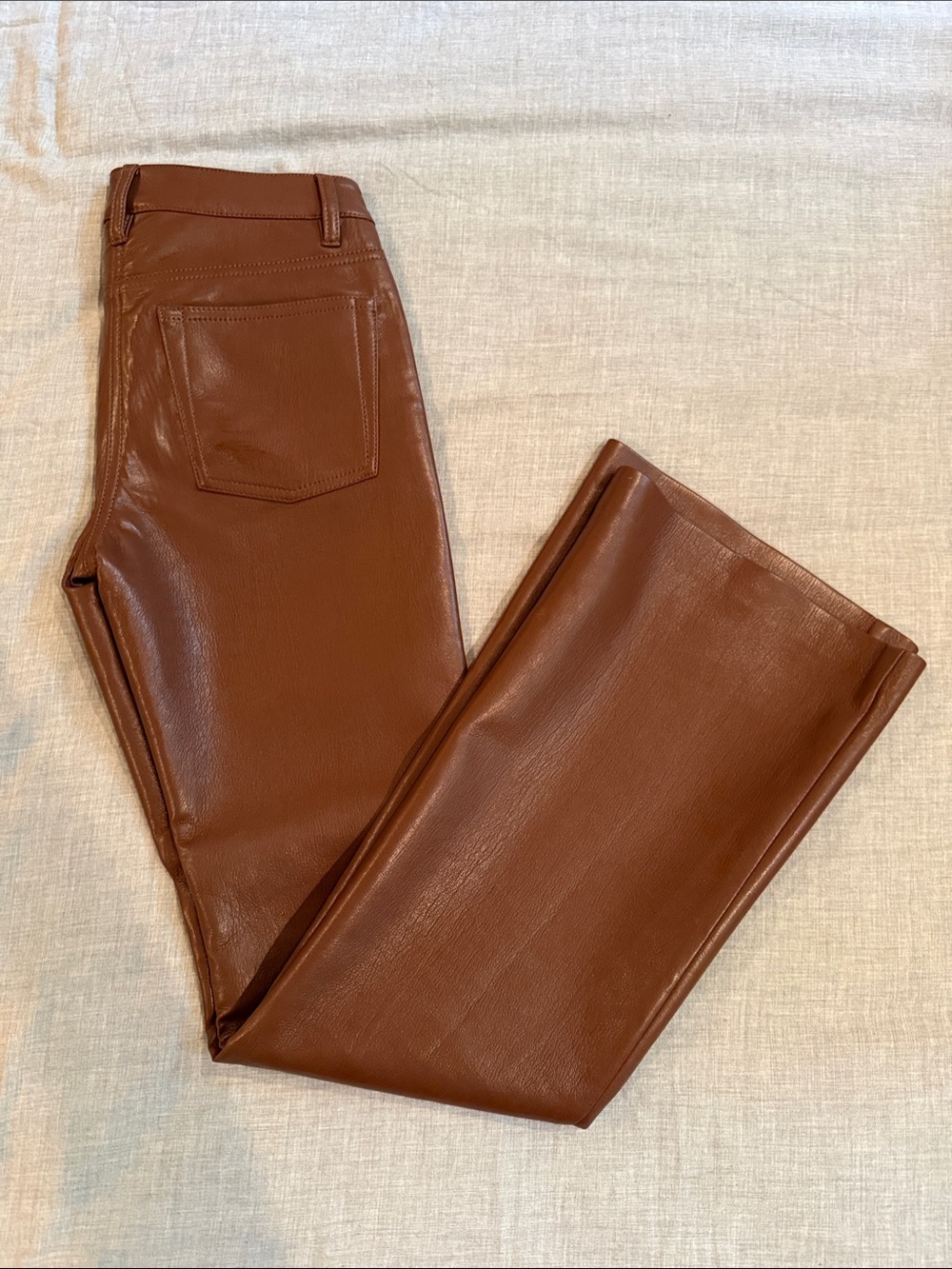 Wilfred Faux Leather Wide-Leg Pants-Chestnut Brown